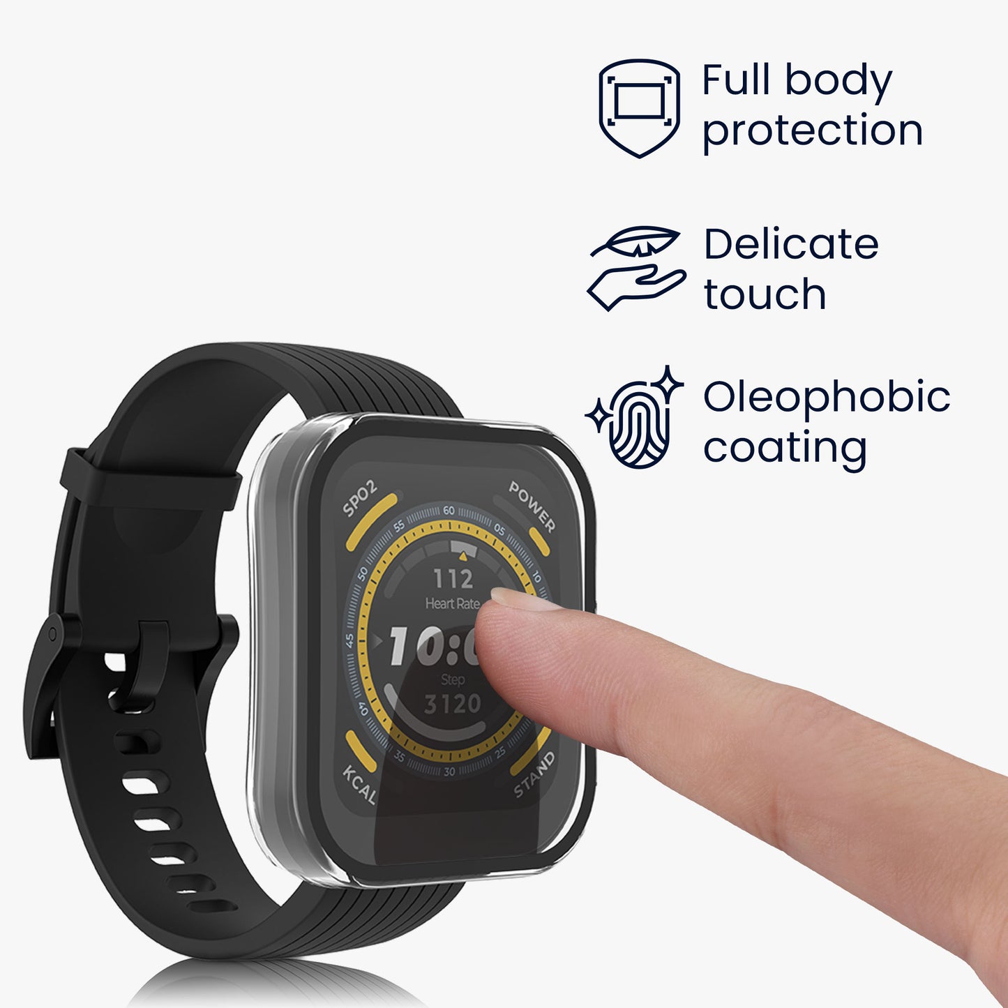 kwmobile Glass Case for Huami Amazfit Bip 5 Protective Cover Full Body Fitness Tracker Case Set
