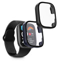 kwmobile 2x Cover kompatibel mit Xiaomi Redmi Watch 3 Active / Redmi Watch 3 Lite Hülle - Fullbody Fitnesstracker Case Set aus Glas - Schwarz Dunkelblau Schwarz  [dsg03]
