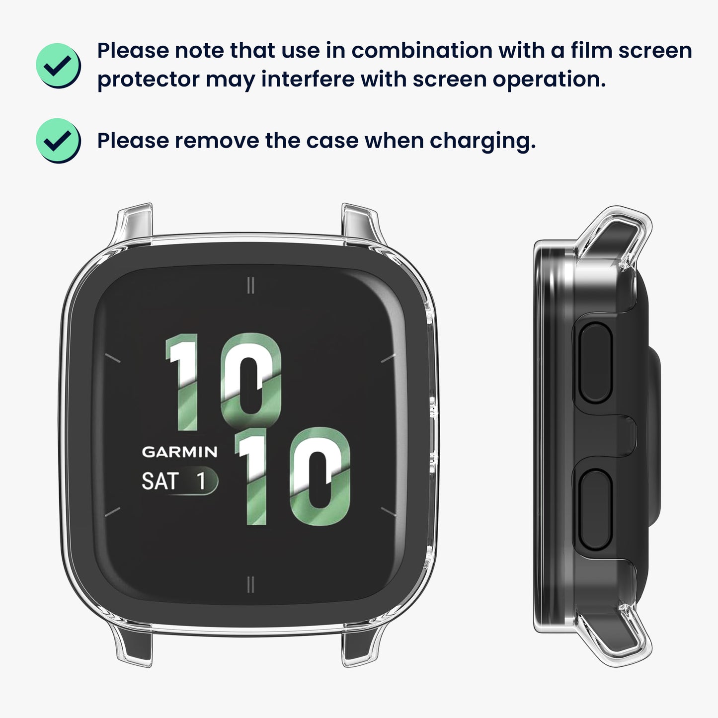 kwmobile Glass Case for Garmin Venu Sq 2 Music / Sq 2 Protective Cover Full Body Fitness Tracker Case Set