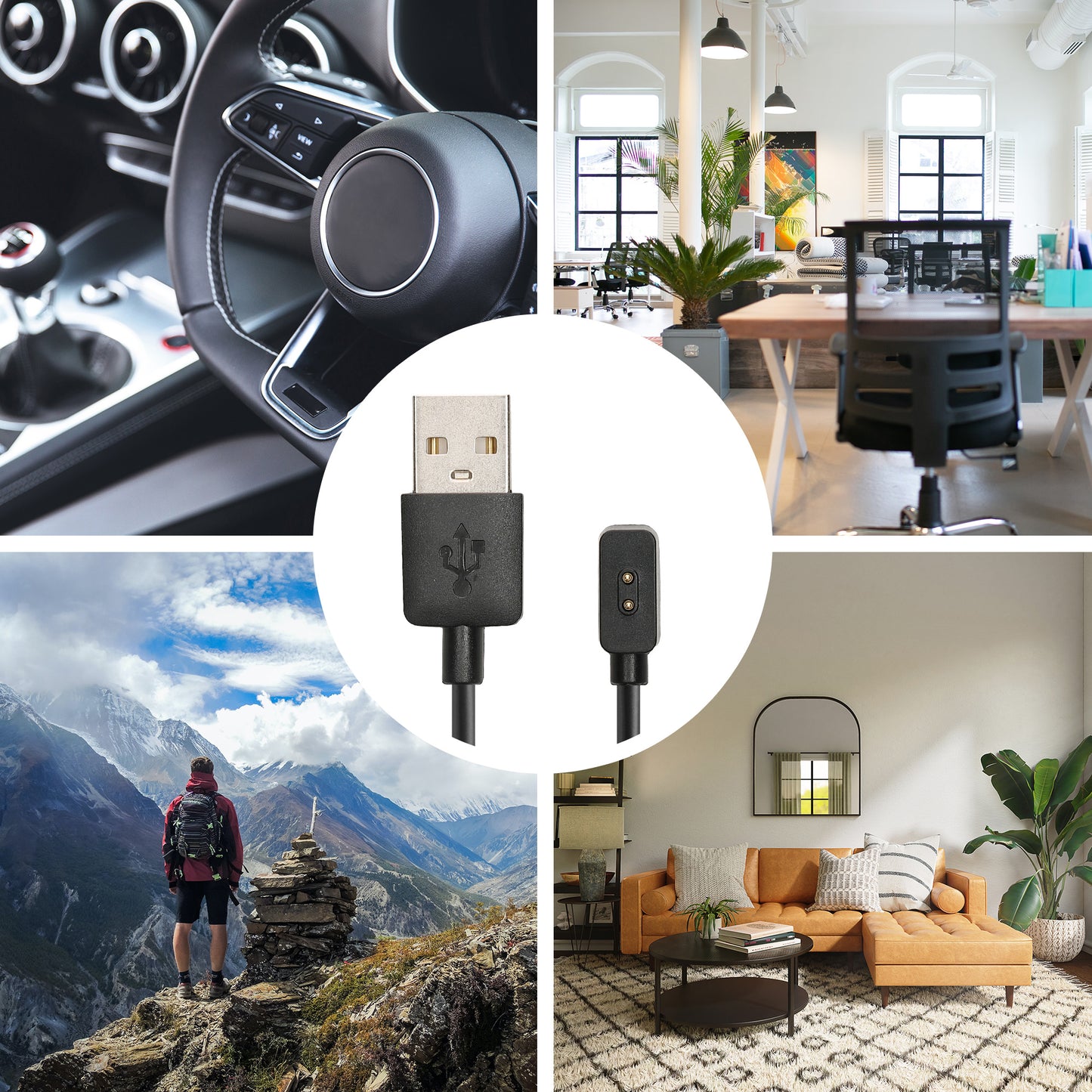 kwmobile USB Cable Charger compatible with Xiaomi Mi Band / Redmi Watch Active Charging Cable - Smart Watch Replacement Cable - Fitness Tracker Charging Cable