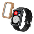 kwmobile 2x Kunststoff Hülle kompatibel mit Huawei Watch Fit Schutzhülle Schutzrahmen - Glitzer Schutz Zubehör in Schwarz Rosegold Schwarz  [dsg03]
