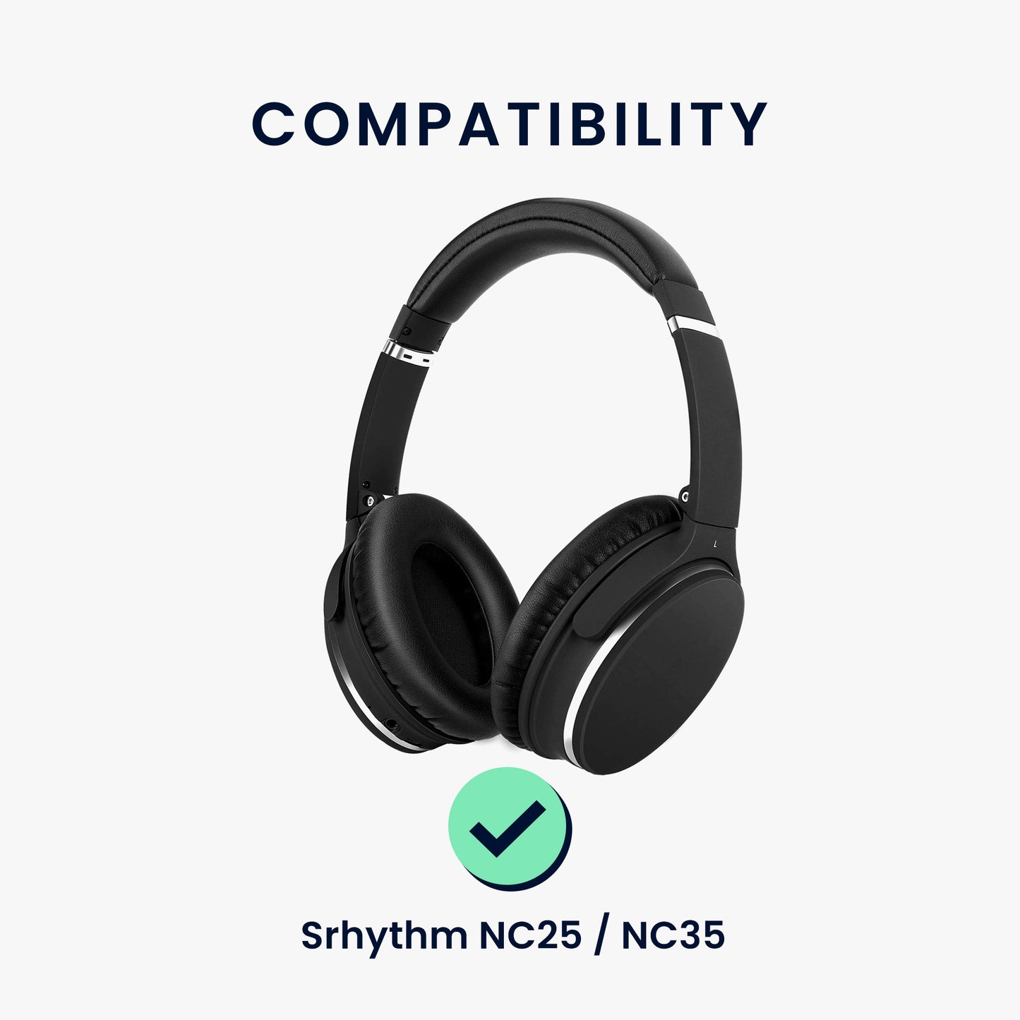 kwmobile Ear Pads for Srhythm NC25 / NC35 Noise Cancelling Headphones Replacement Parts Over Ear Headphones