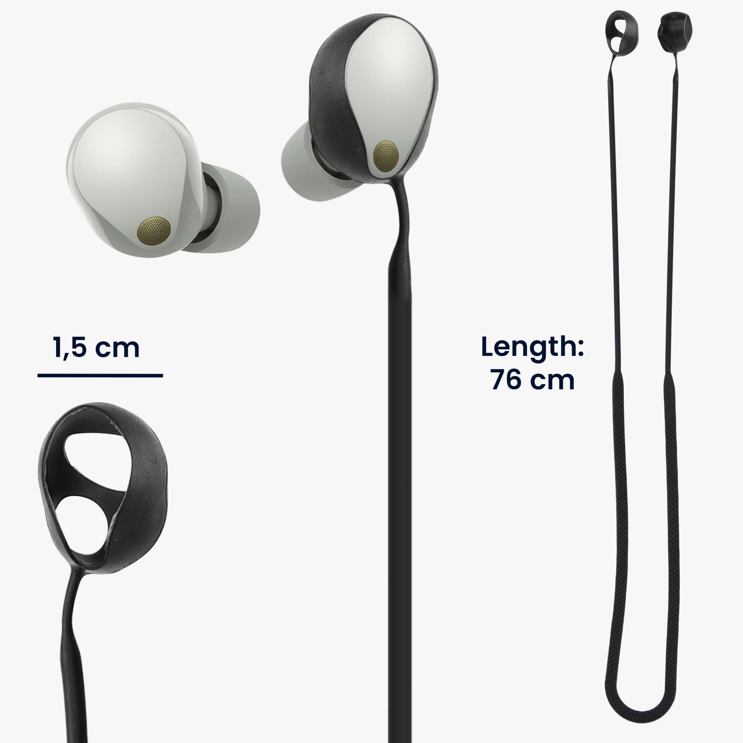 kwmobile Neckband compatible with Sony WF-1000XM5 Headphones - Headphone Holder Band Strap