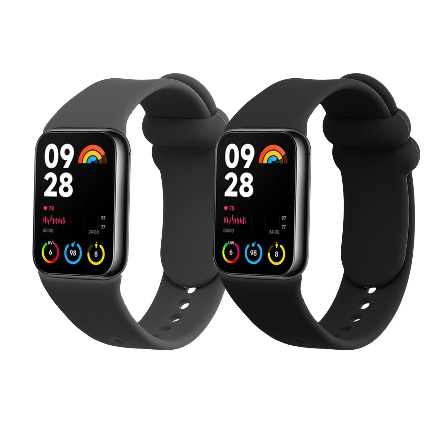 kwmobile 2x Uhrenarmband für Xiaomi Mi Band 8 Pro Armband - Fitnesstracker Band Set aus TPU Silikon - Ersatzarmband Smartwatch - Schwarz Grau Schwarz  [dsg01]