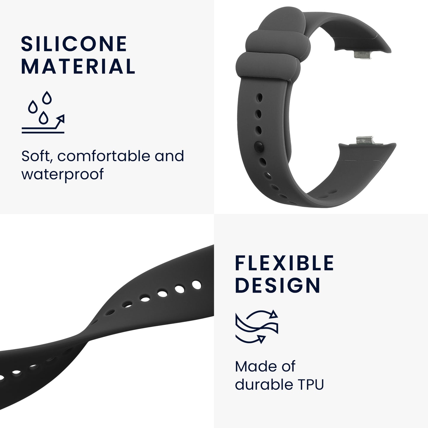 kwmobile Watch Strap for Xiaomi Mi Band 8 Pro Wristband Fitness Tracker Band Set Replacement Strap Smartwatch