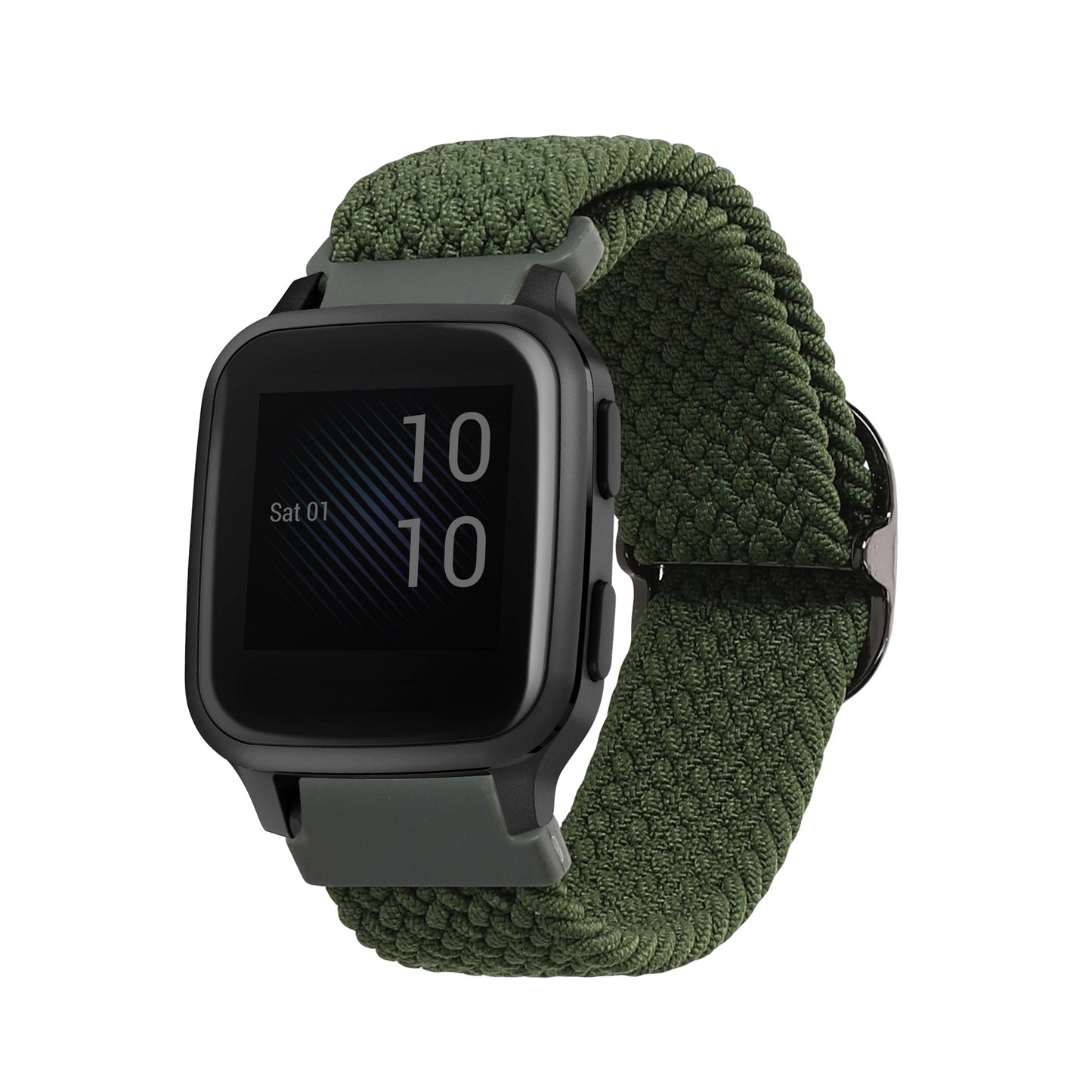 kwmobile Armband kompatibel mit Garmin Venu Sq 2 Music / Sq 2 / Vivoactive 6 / Vivoactive 5 - Nylon Fitnesstracker Sportarmband Band in Dunkelgrün - Innenmaße von 14 - 22 cm Dunkelgrün  