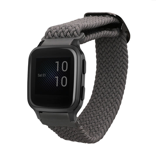 kwmobile Armband kompatibel mit Garmin Venu Sq 2 Music / Sq 2 / Vivoactive 6 / Vivoactive 5 - Nylon Fitnesstracker Sportarmband Band in Grau - Innenmaße von 17 cm Grau  