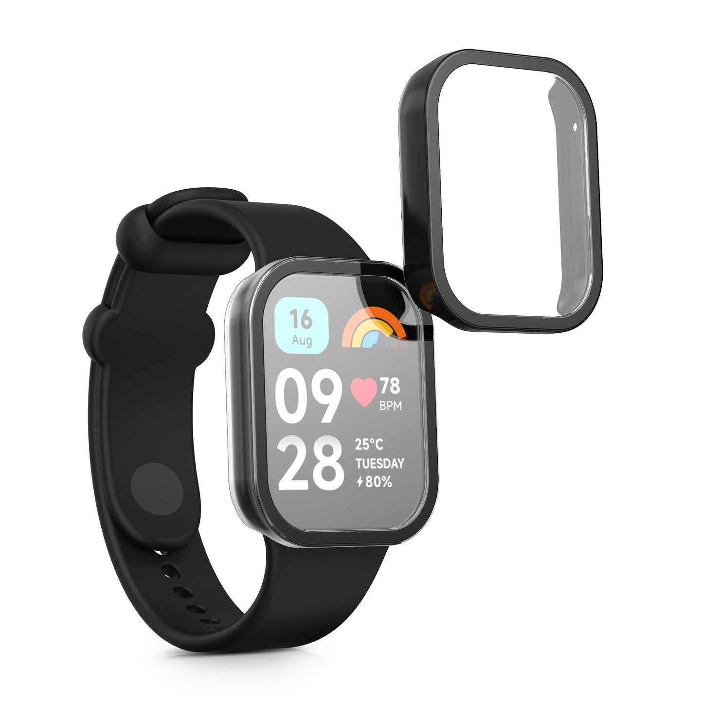 kwmobile Glass Case for Xiaomi Smart Band 8 Pro / Smart Band 9 Pro Protective Case Full-Body Fitness Tracker Case Set