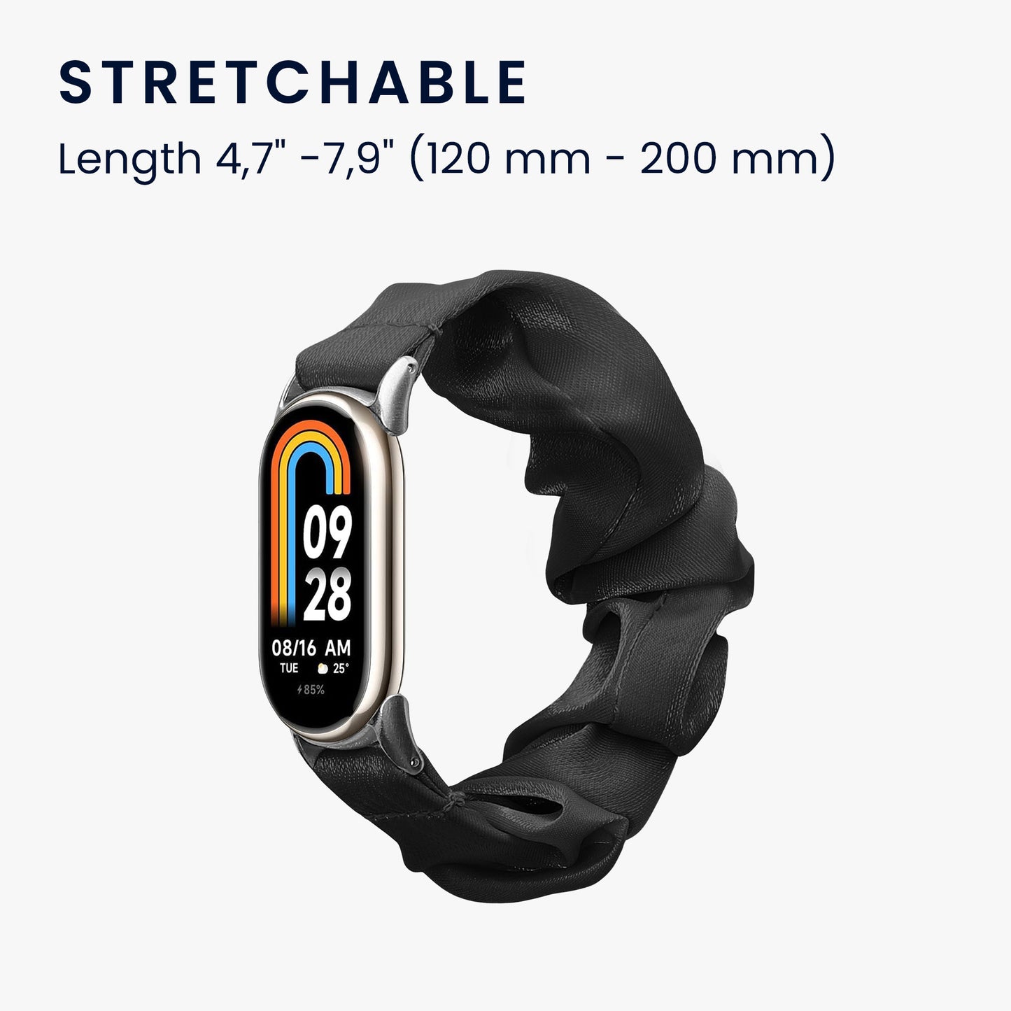 kwmobile Replacement Strap Compatible with Xiaomi Mi Band 10 / Mi Band 9 / 8 - Smartwatch Scrunchie Hair Tie Design - Inner Dimensions 14 - 19 cm