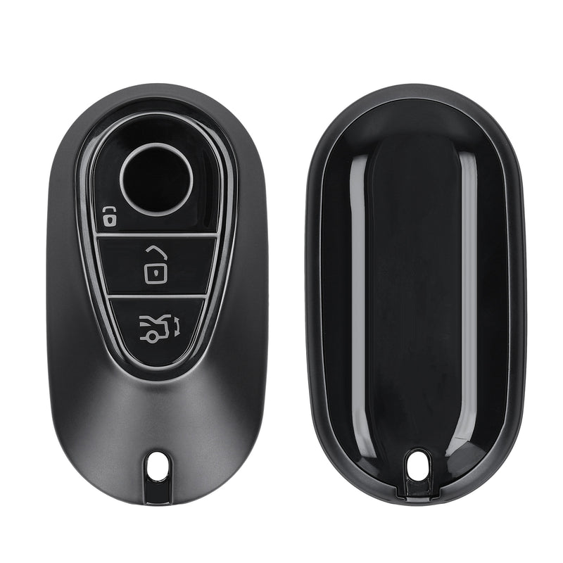 kwmobile Autoschlüssel Hülle kompatibel mit Mercedes Benz 3-Tasten Smart Autoschlüssel - Schlüsselhülle Silikon Cover - Schwarz matt Schwarz Schwarz matt  [dsg01]