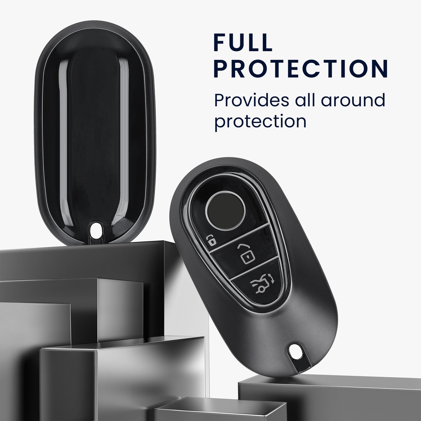 kwmobile Car Key Cover compatible with Mercedes Benz 3-Button Smart Car Key - Silicone Cover Case