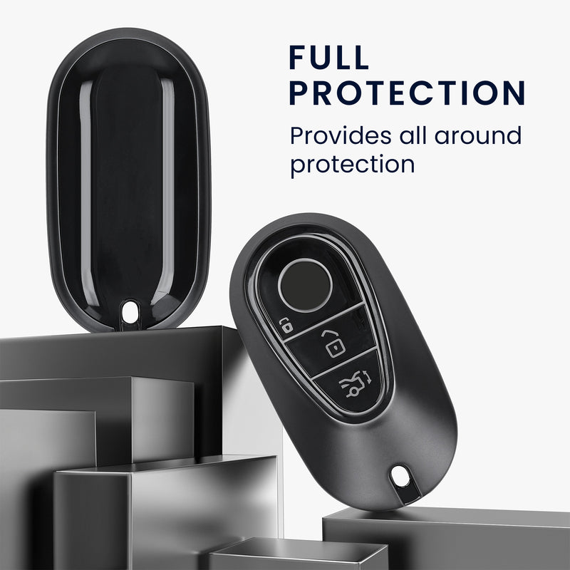 kwmobile Car Key Cover compatible with Mercedes Benz 3-Button Smart Car Key - Silicone Cover Case