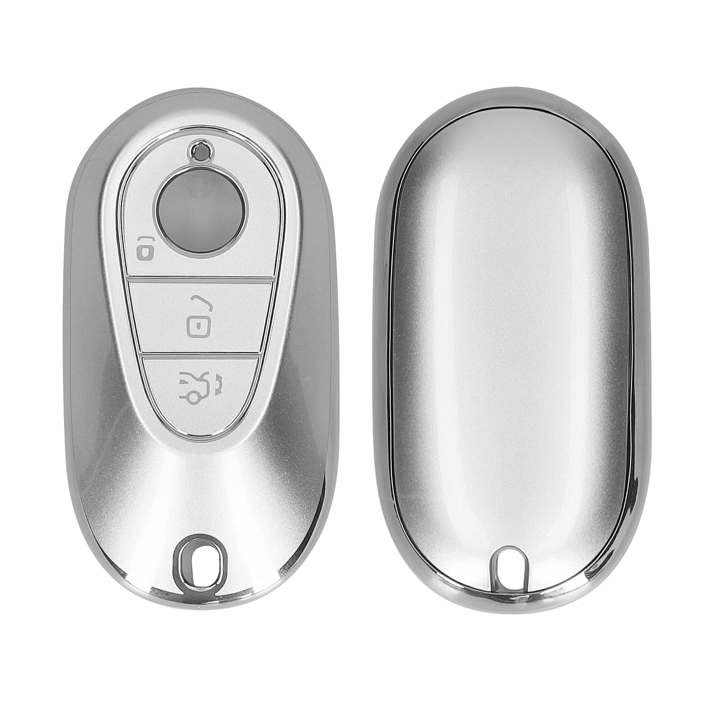 kwmobile Autoschlüssel Hülle kompatibel mit Mercedes Benz 3-Tasten Smart Autoschlüssel - Schlüsselhülle Silikon Cover - Silber matt Silber matt  [dsg02]