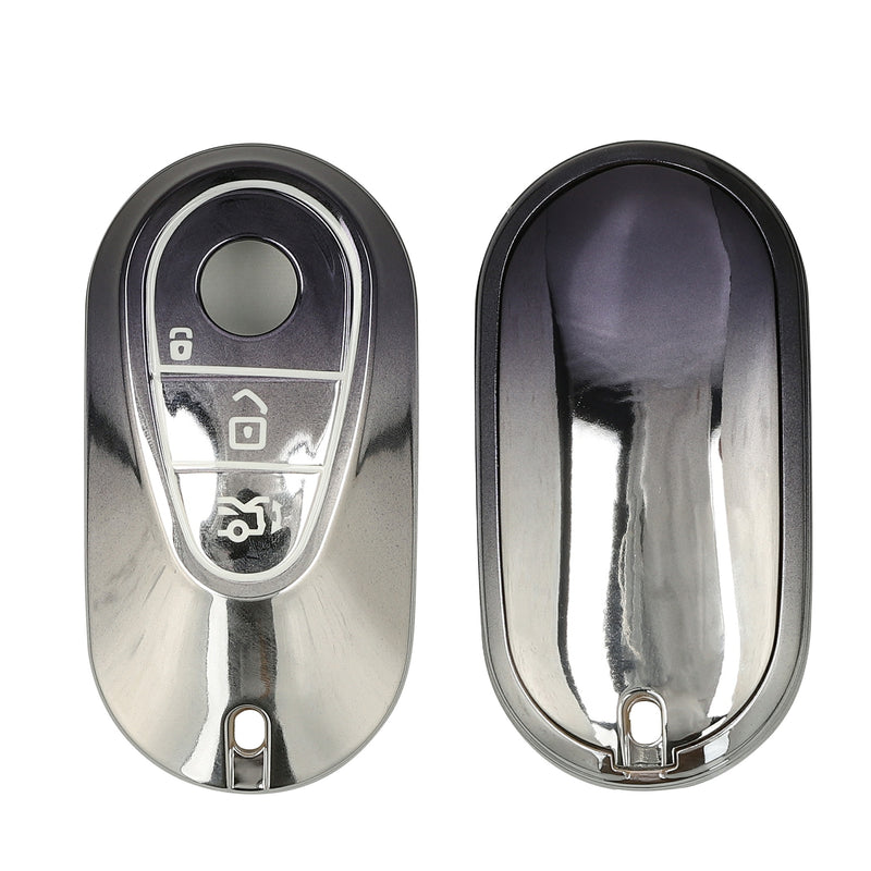 kwmobile Autoschlüssel Hülle kompatibel mit Mercedes Benz 3-Tasten Smart Autoschlüssel - Schlüsselhülle Silikon Cover - Dunkelgrau Silber Dunkelgrau  [dsg05]