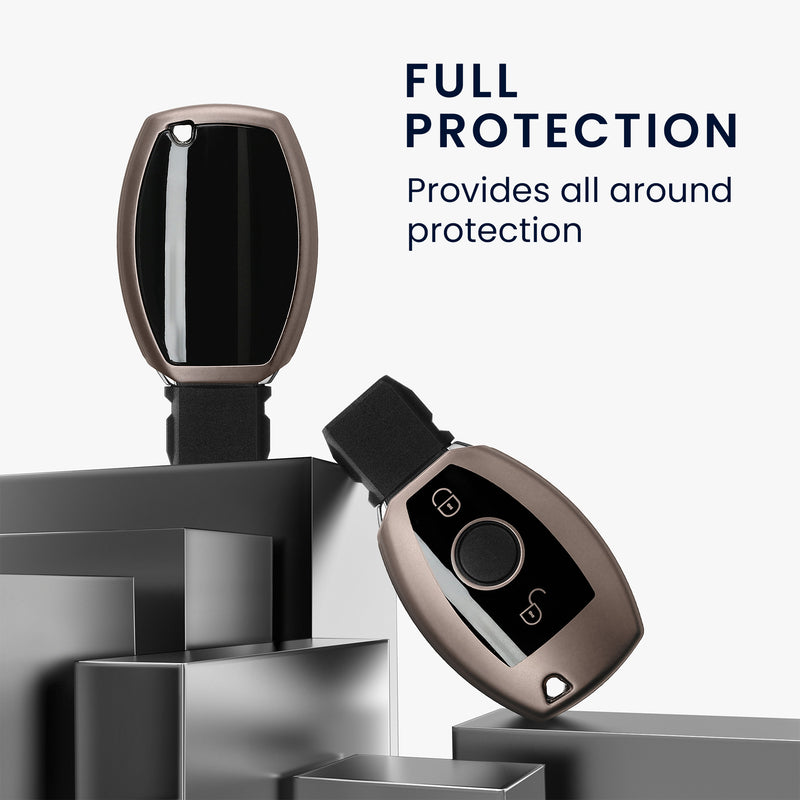 kwmobile Car Key Cover Compatible with Mercedes Benz 2-Button Car Key (Keyless Go Only) - Silicone Protective Case
