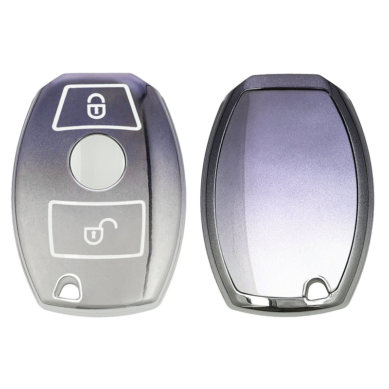 kwmobile Autoschlüssel Hülle kompatibel mit Mercedes Benz 2-Tasten Autoschlüssel (nur Keyless Go) - Schlüsselhülle Silikon Cover - Dunkelgrau Silber Dunkelgrau  [dsg02]