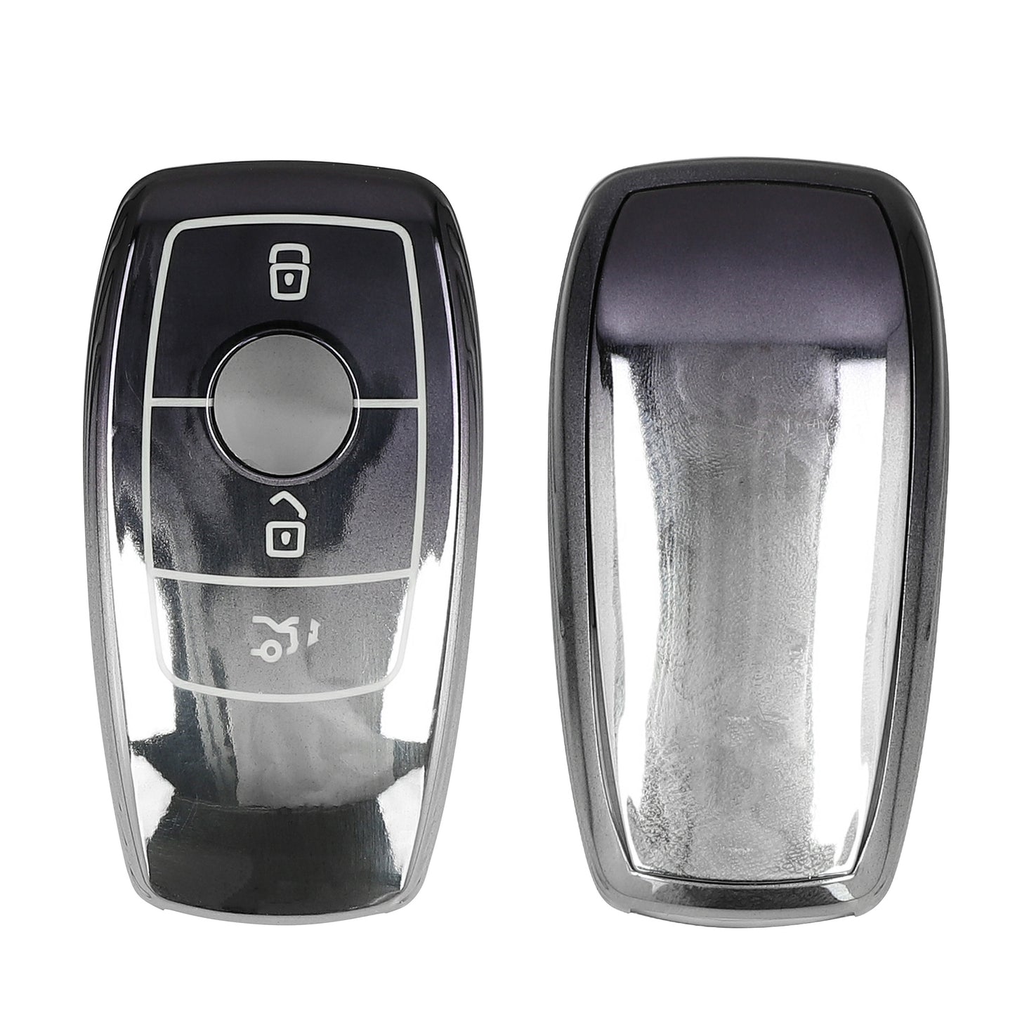 kwmobile Autoschlüssel Hülle kompatibel mit Mercedes Benz Smart Key Autoschlüssel (nur Keyless) - Schlüsselhülle Silikon Cover - Dunkelgrau Silber Dunkelgrau  [dsg03]