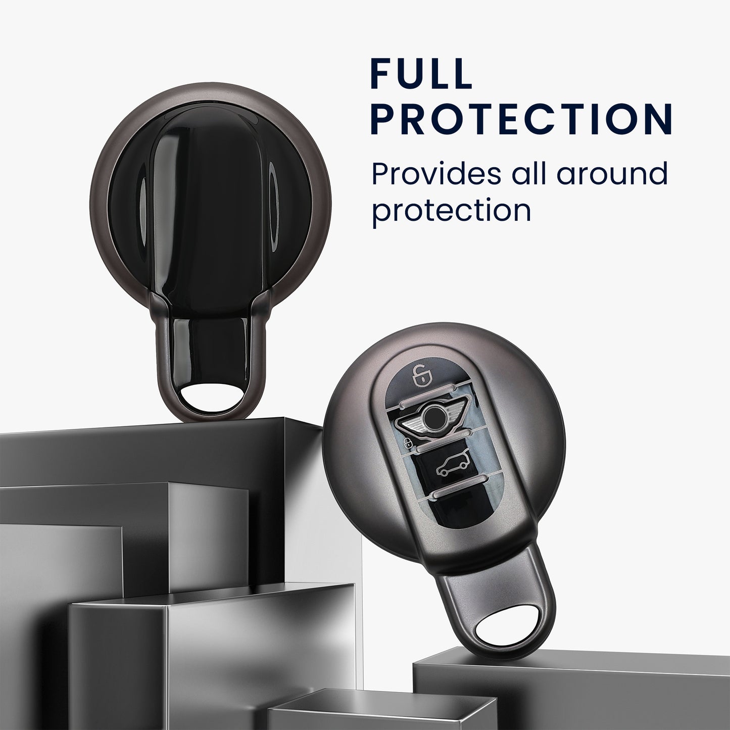 kwmobile Car Key Cover Compatible with Mini 3-Button Smart Key - Silicone Cover for Car Key