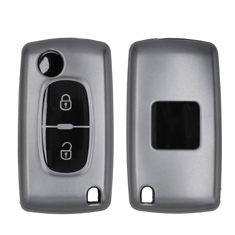 kwmobile Autoschlüssel Hülle kompatibel mit Peugeot Citroen 2-Tasten Klapp Autoschlüssel - Schlüsselhülle Silikon Cover - Schwarz matt Schwarz Schwarz matt  [dsg01]