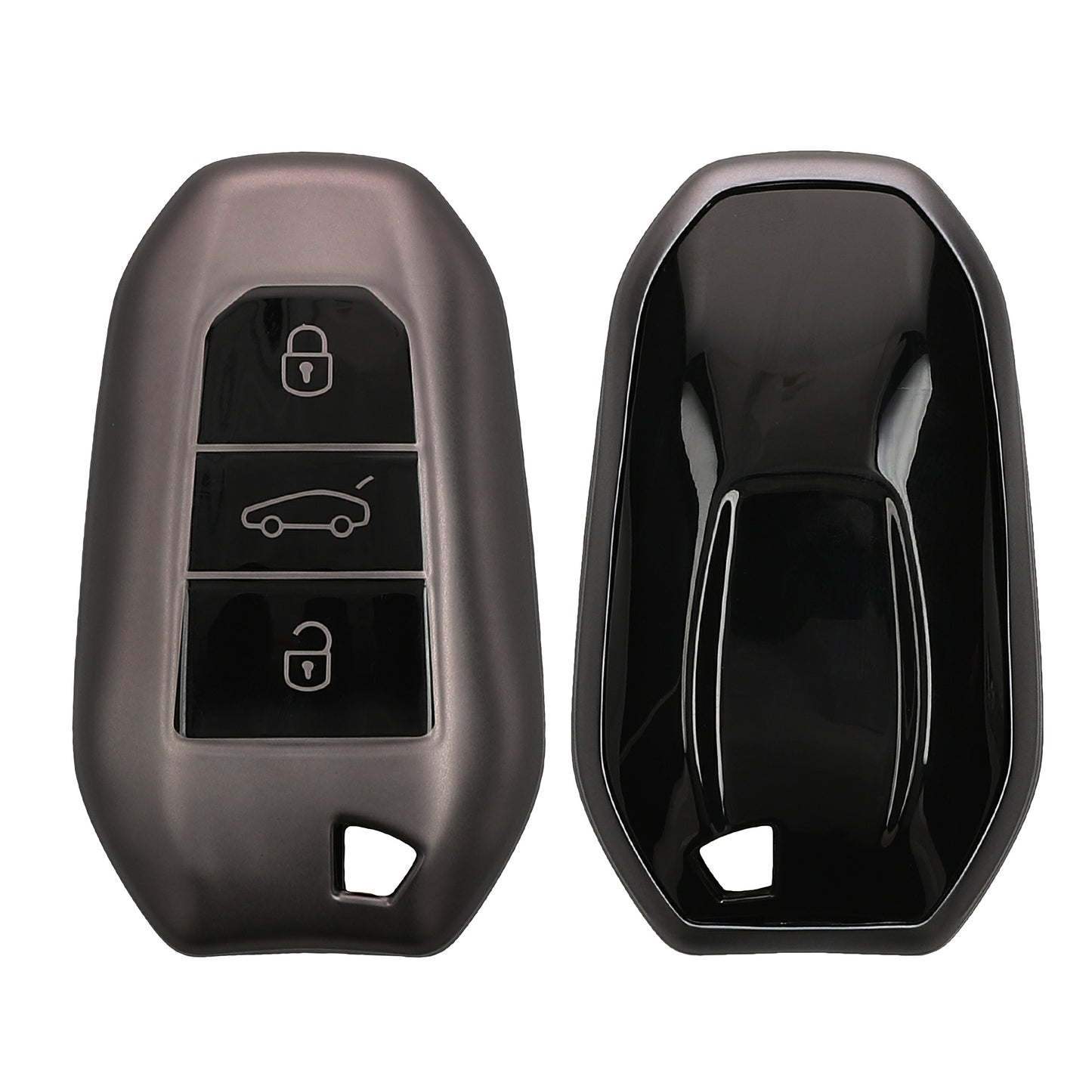 kwmobile Autoschlüssel Hülle kompatibel mit Peugeot Citroen 3-Tasten Smartkey Autoschlüssel (nur Keyless Go) - Schlüsselhülle Silikon Cover - Schwarz matt Schwarz Schwarz matt  [dsg01]