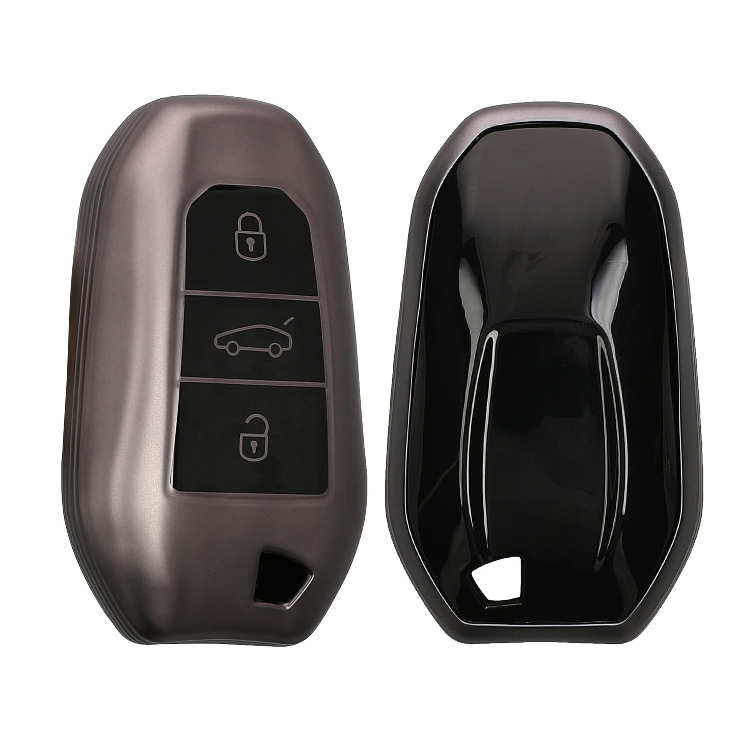 kwmobile Car Key Cover compatible with Peugeot Citroen 3-Button Smart Key (Keyless Go Only) Silicone Protective Case