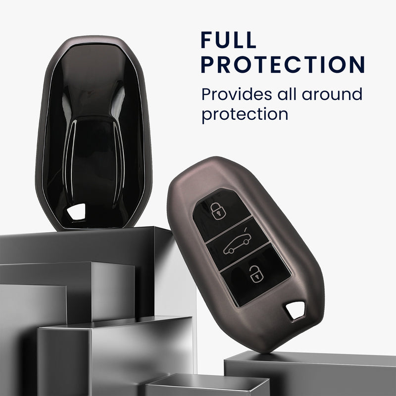 kwmobile Car Key Cover compatible with Peugeot Citroen 3-Button Smart Key (Keyless Go Only) Silicone Protective Case