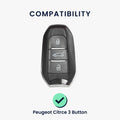 kwmobile Car Key Cover compatible with Peugeot Citroen 3-Button Smart Key (Keyless Go Only) Silicone Protective Case