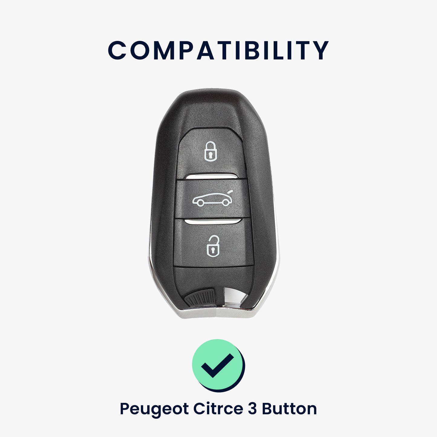 kwmobile Car Key Cover compatible with Peugeot Citroen 3-Button Smart Key (Keyless Go Only) Silicone Protective Case