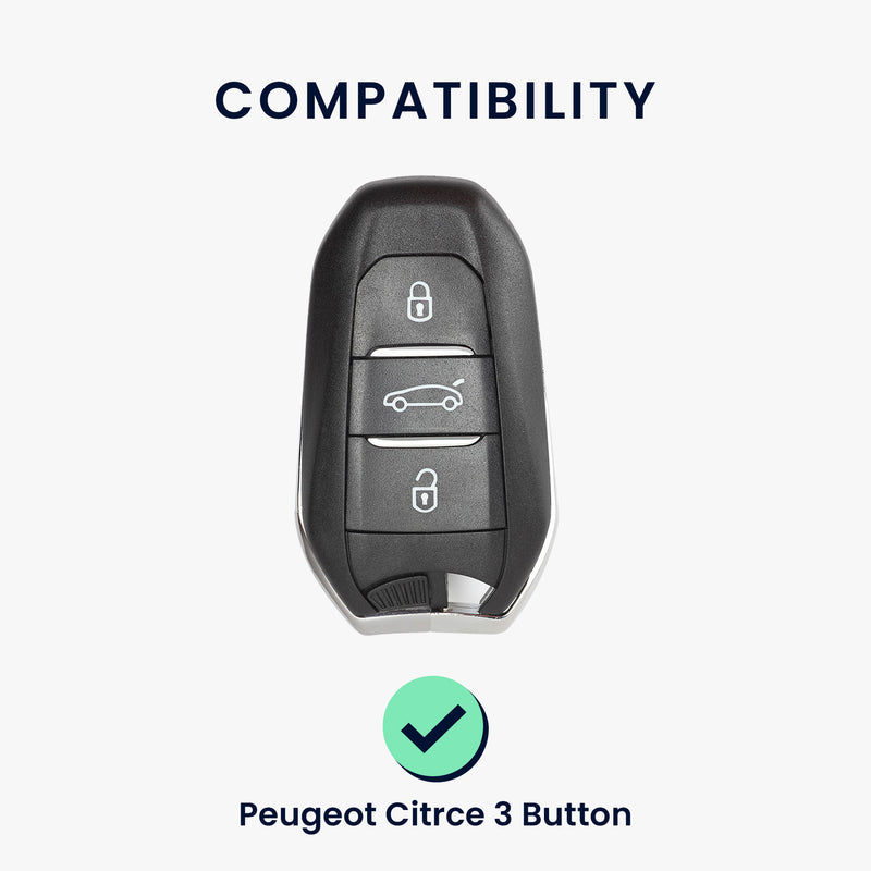 kwmobile Car Key Cover compatible with Peugeot Citroen 3-Button Smart Key (Keyless Go Only) Silicone Protective Case