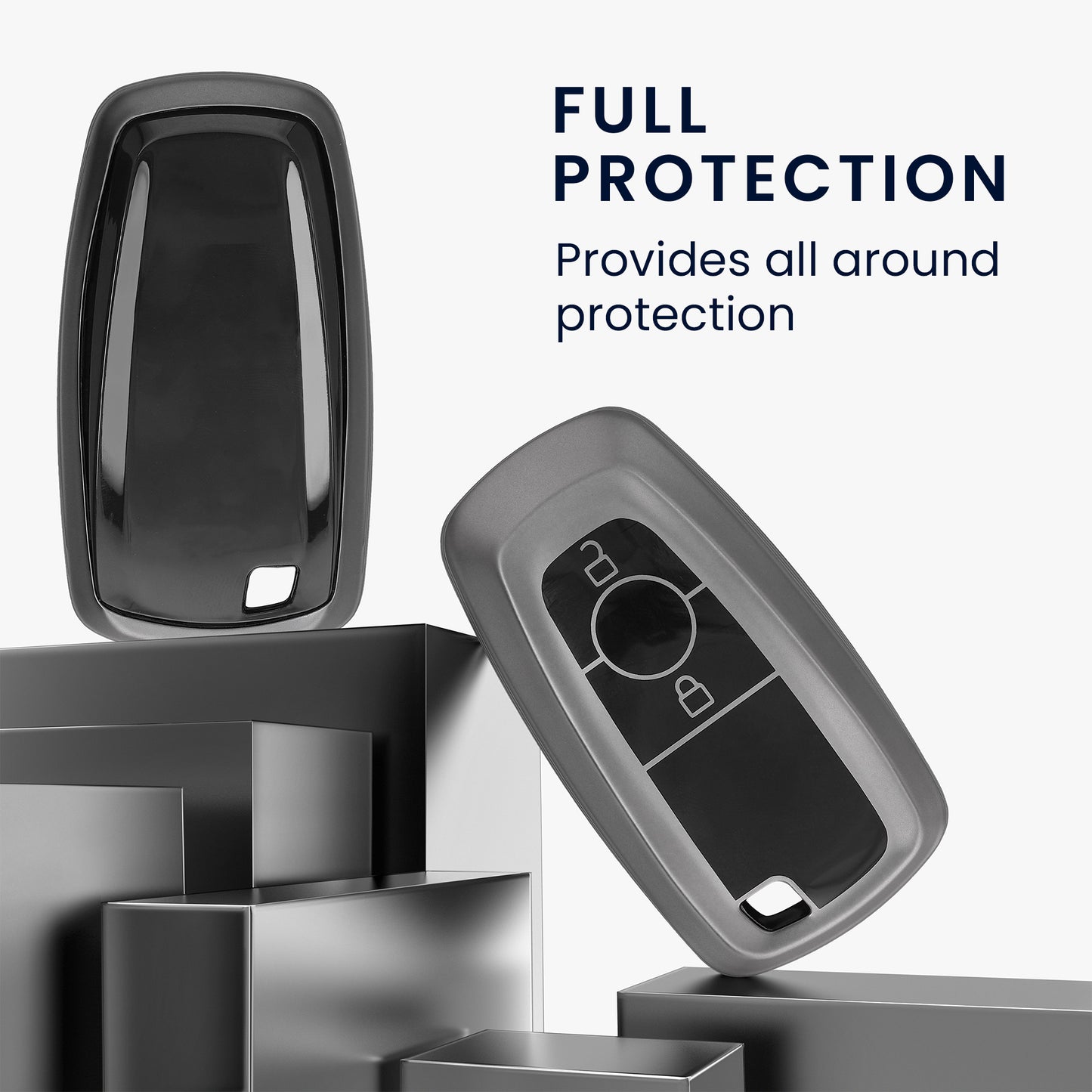 kwmobile Car Key Cover Compatible with Ford 2-Button Car Key Keyless Go - Silicone Protective Cover