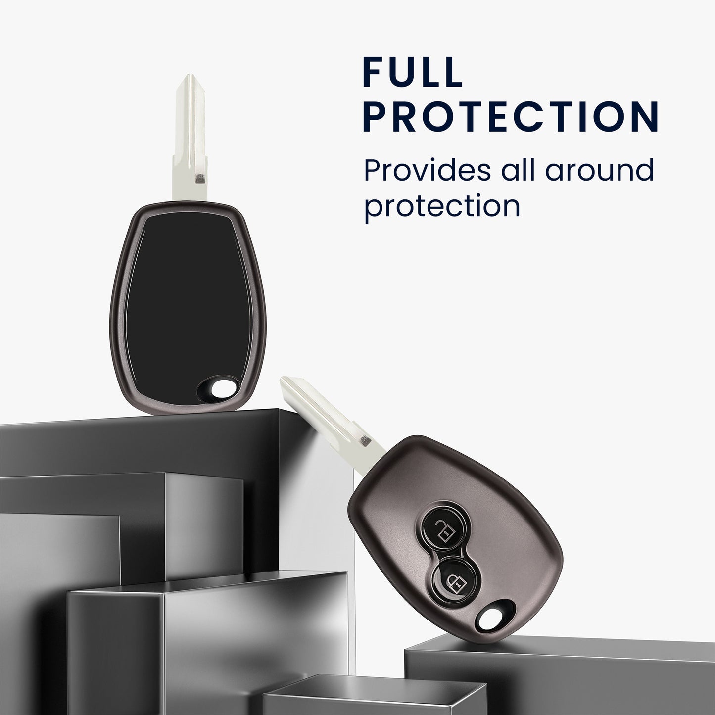 kwmobile Car Key Cover compatible with Renault Dacia 2-Button Car Key - Silicone Case Fob