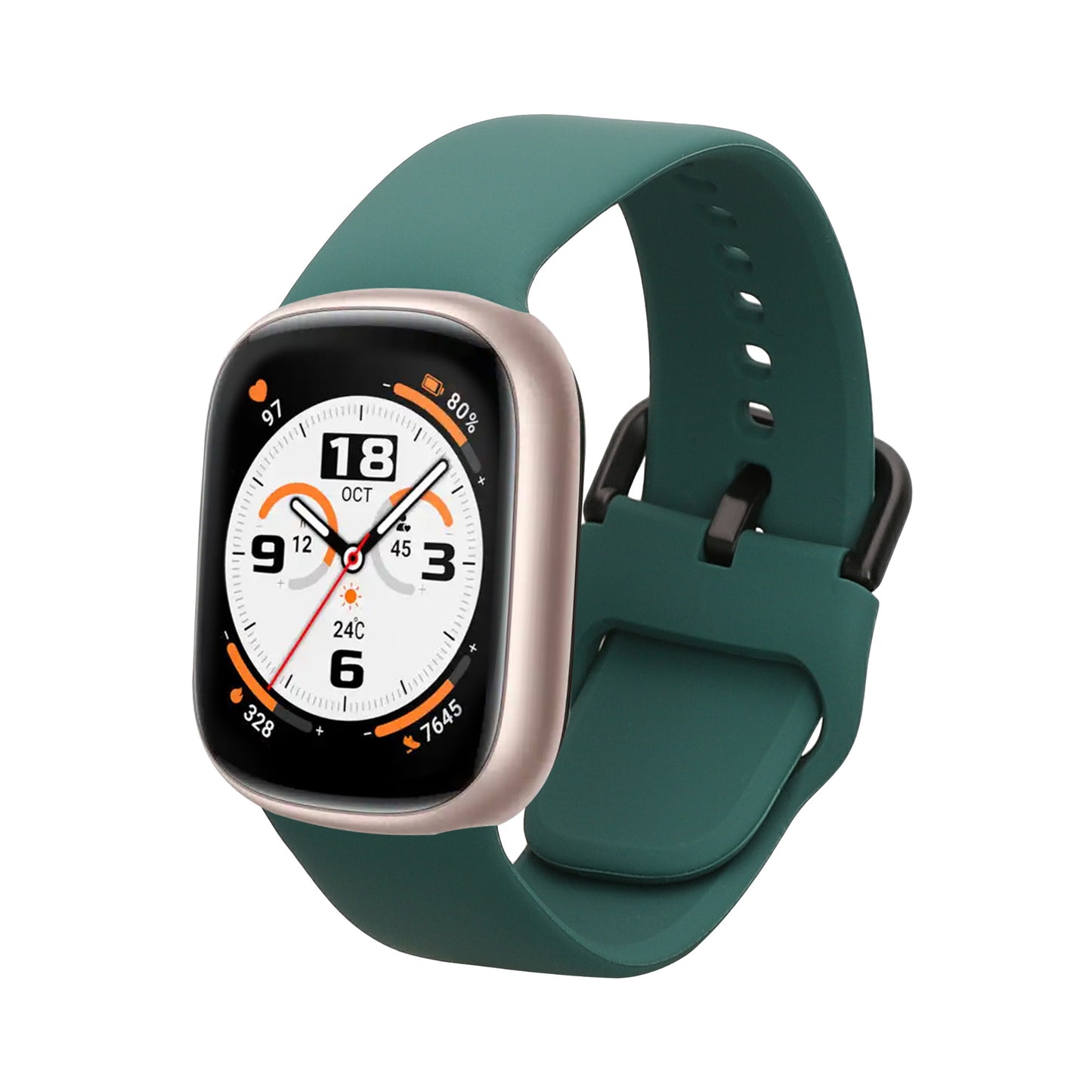kwmobile Silikon Uhrenarmband für HONOR Watch 4 (TMA-L19) Armband - Ersatzarmband für Fitnesstracker - Wechselarmband Smartwatch - Dunkelgrün Dunkelgrün  