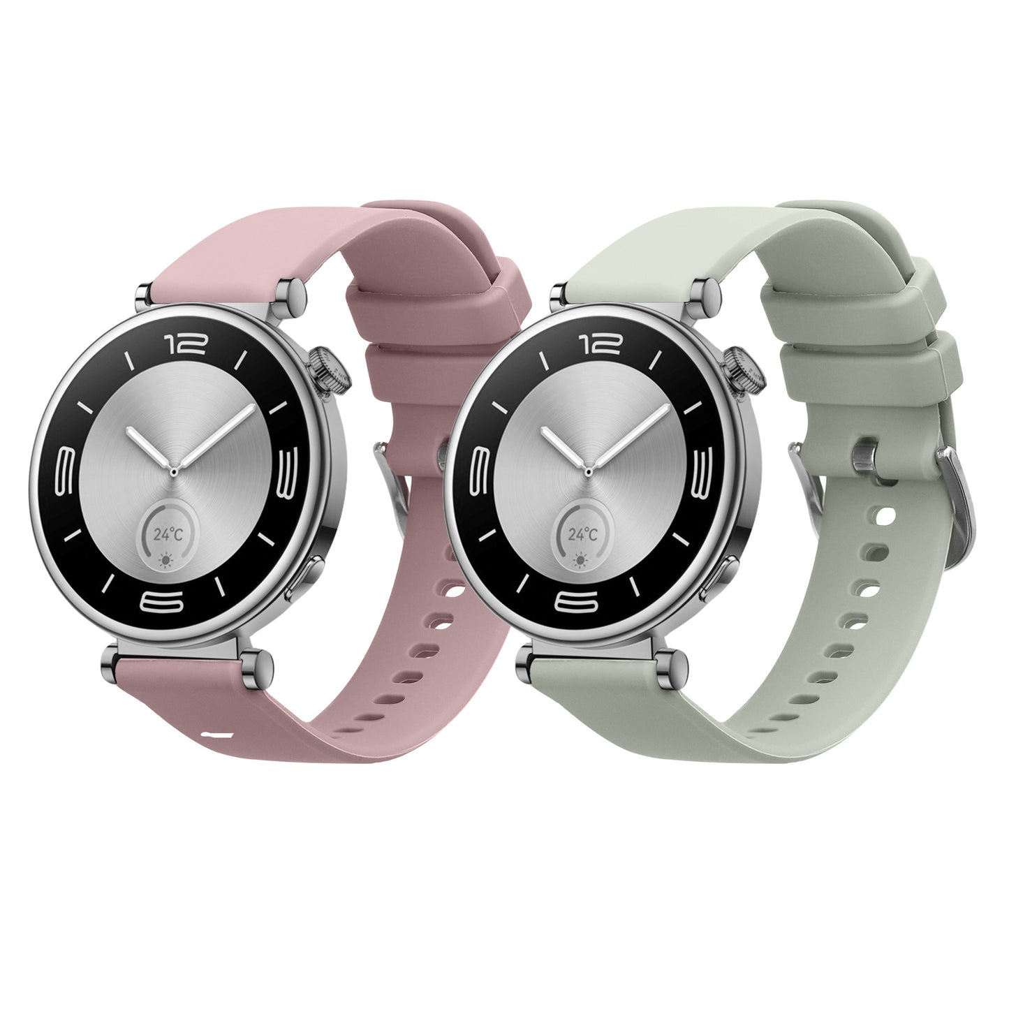 kwmobile 2x Uhrenarmband für Huawei Watch GT5 41mm / GT5 Pro 42mm / Watch GT4 41mm Armband - Fitnesstracker Band Set aus TPU Silikon - Ersatzarmband Smartwatch - Lavendel Pastellgrün Lavendel  [dsg04]