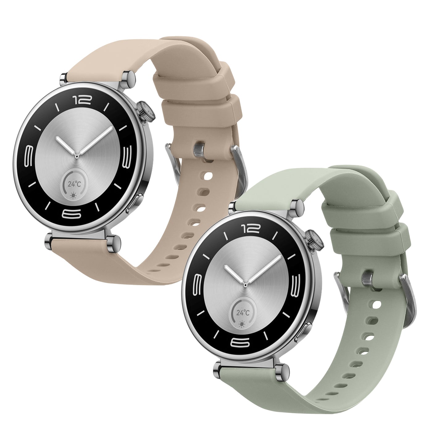 kwmobile 2x Uhrenarmband für Huawei Watch GT5 41mm / GT5 Pro 42mm / Watch GT4 41mm Armband - Fitnesstracker Band Set aus TPU Silikon - Ersatzarmband Smartwatch - Pastellgrün Beige Pastellgrün  [dsg06]