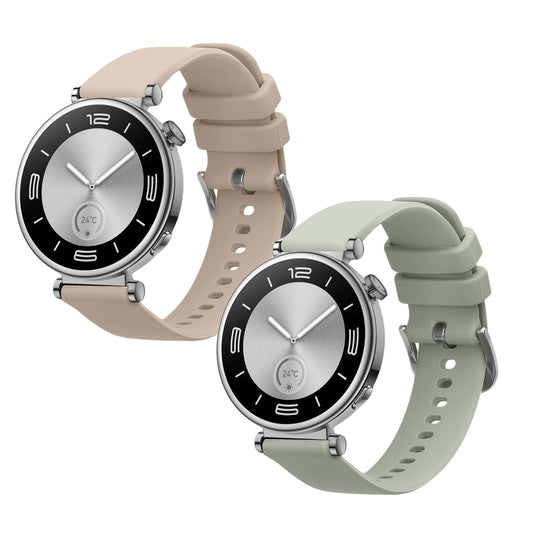 kwmobile 2x Uhrenarmband für Huawei Watch GT5 41mm / GT5 Pro 42mm / Watch GT4 41mm Armband - Fitnesstracker Band Set aus TPU Silikon - Ersatzarmband Smartwatch - Pastellgrün Beige Pastellgrün  [dsg06]