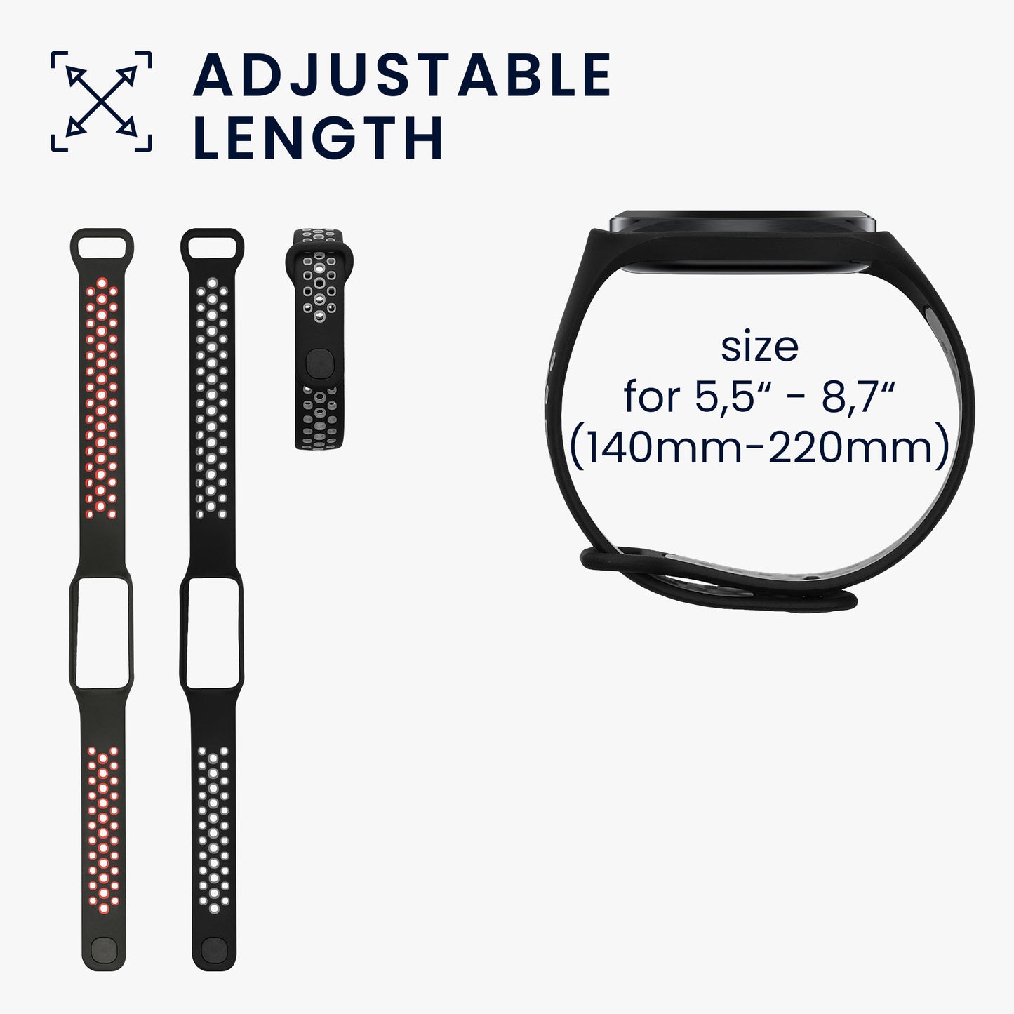 kwmobile Watch Strap for Xiaomi Smart Band 8 Active Wristband Fitness Tracker Band Set Replacement Strap Smartwatch