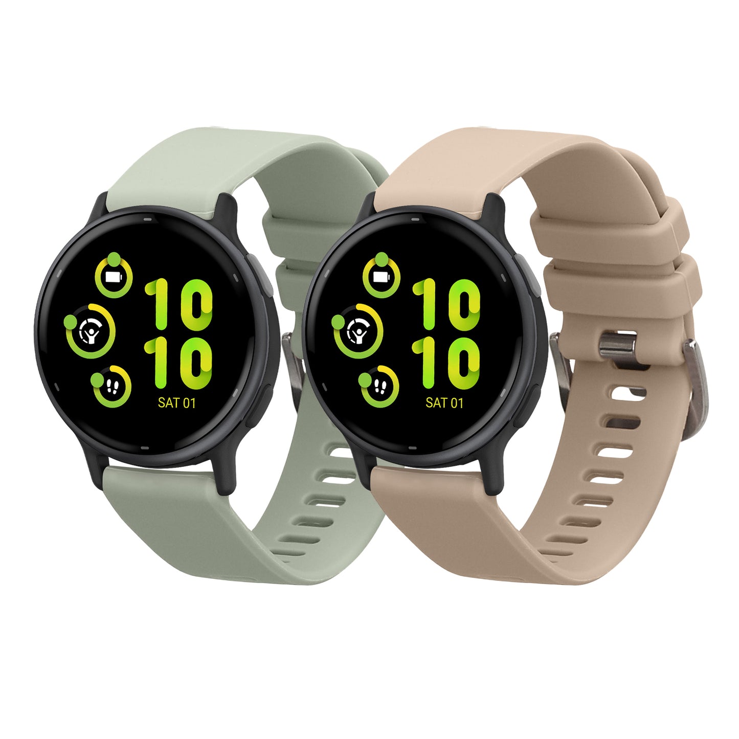 kwmobile 2x Uhrenarmband für Garmin vivoactive 5 / active 5 Armband - Fitnesstracker Band Set aus TPU Silikon - Ersatzarmband Smartwatch - Pastellgrün Creme Pastellgrün  [dsg03]