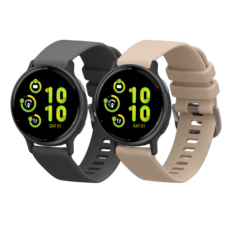 kwmobile 2x Uhrenarmband für Garmin vivoactive 5 / active 5 Armband - Fitnesstracker Band Set aus TPU Silikon - Ersatzarmband Smartwatch - Grau Creme Grau  [dsg04]
