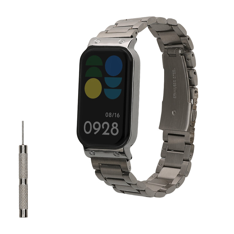 kwmobile Edelstahl Uhrenarmband kompatibel mit Xiaomi Smart Band 8 Active / Redmi Band 2 Ersatz Armband - Ersatzarmband für Smartwatch - 14 - 22 cm Innenmaße - Silber Silber  [dsg01]
