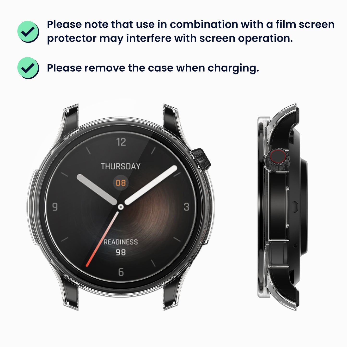 kwmobile Glass Case for Huami Amazfit Balance A2286 Protective Cover Fullbody Fitness Tracker Case Set