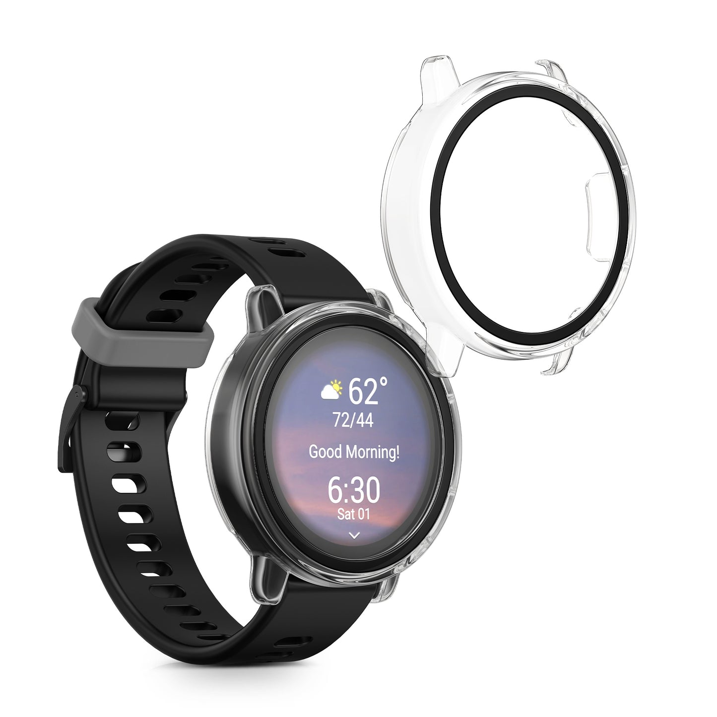 kwmobile Glass Case for Garmin vivoactive 5 / active 5 Protective Cover Full-Body Fitness Tracker Case Set