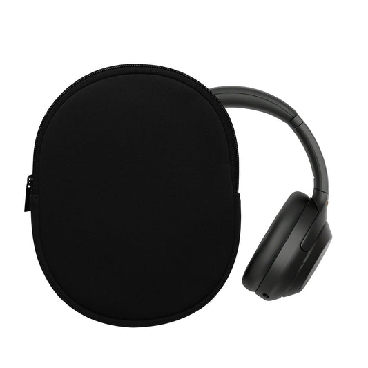 kwmobile Neopren Kopfhörer Tasche für WH-1000XM4 / WH-1000XM3 / Jabra Evolve 20 - Kopfhörer Case - Hülle Reise Beutel für Headset Headphones - Weiche Over Ear Schutzhülle Schwarz Schwarz  