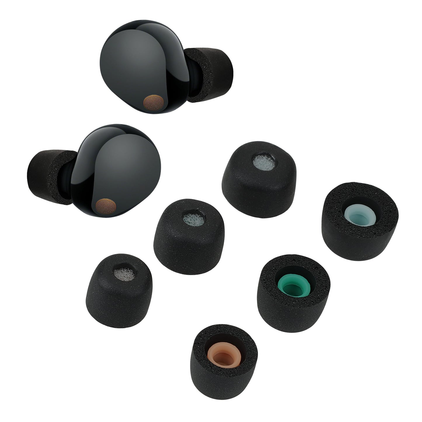 kwmobile 6x Ersatz In Ear Kopfhörer kompatibel mit Sony WF-1000XM5 - 3 Größen - Polster Ohrstöpsel In-Ear Ohrhörer - Schwarz Schwarz  