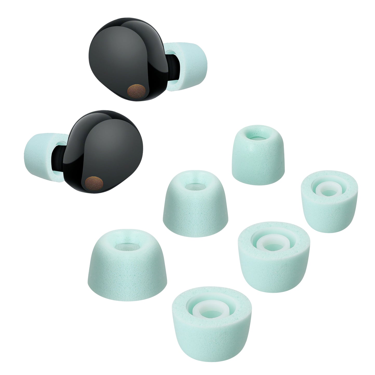 kwmobile 6x Ersatz In Ear Kopfhörer kompatibel mit Sony WF-1000XM5 - 3 Größen - Polster Ohrstöpsel In-Ear Ohrhörer - Hellblau Hellblau  