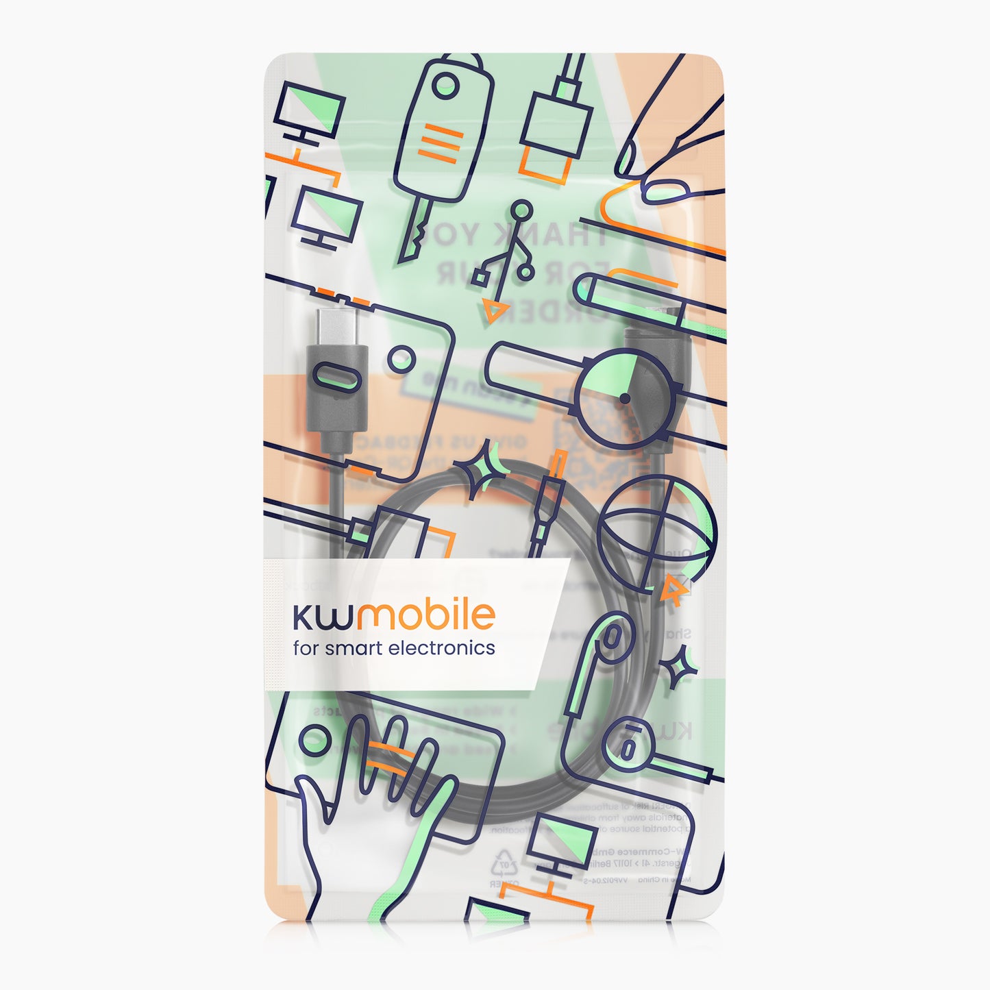 kwmobile USB C Charging Cable compatible with Garmin vivomove 3S / vivoactive 4 4S 5 / Venu 3 / Venu 3S - Cable Charger - Smartwatch Type C Replacement Cable - Fitness Tracker Charging Cable