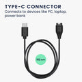 kwmobile USB C Charging Cable compatible with Garmin Swim 2 / Tactix7 / Enduro / Epix 2 / Epix Pro - Cable Charger - Smartwatch Replacement Cable - Fitness Tracker Charging Cable