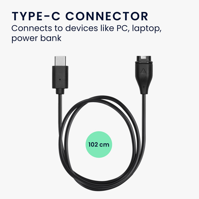 kwmobile USB C Charging Cable compatible with Garmin Swim 2 / Tactix7 / Enduro / Epix 2 / Epix Pro - Cable Charger - Smartwatch Replacement Cable - Fitness Tracker Charging Cable