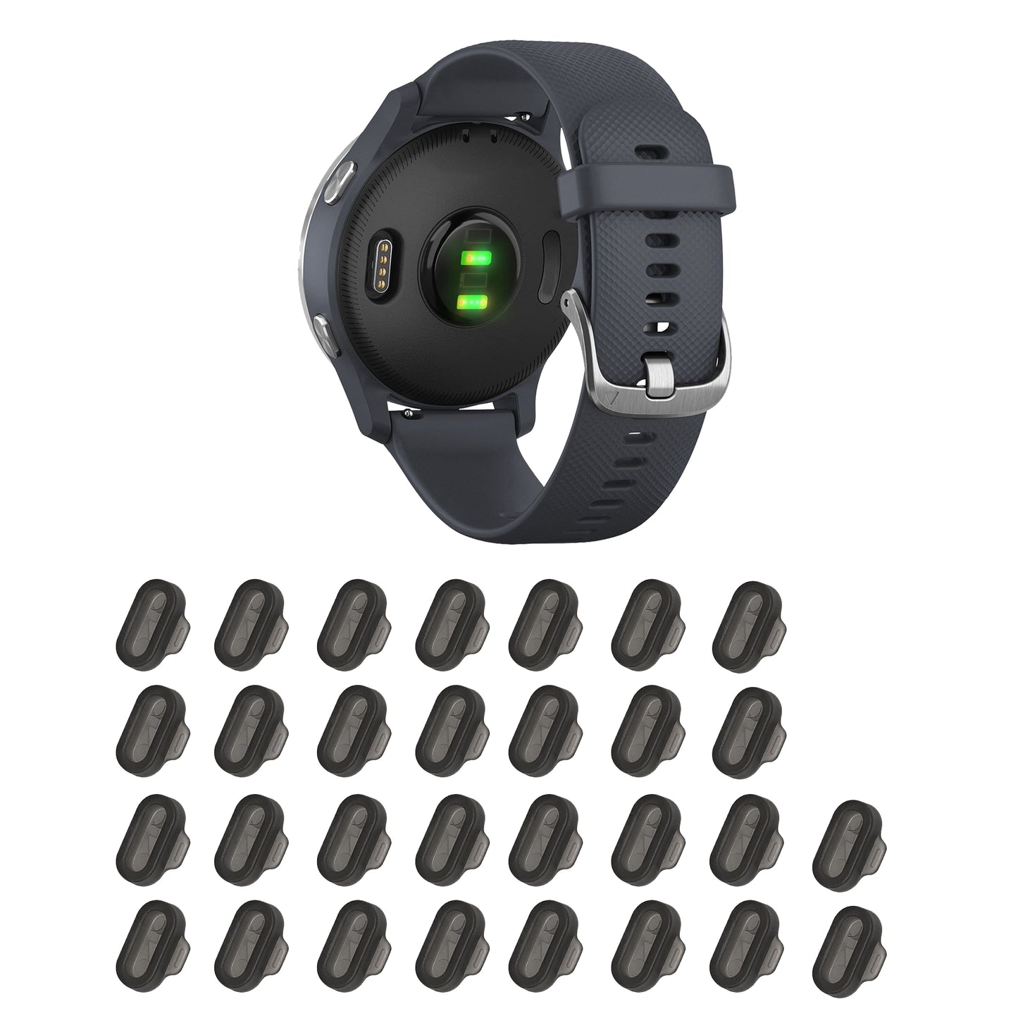 kwmobile 30x Dust Plug Compatible with Garmin Venu / Forerunner / Vivomove / Fenix - Charging Port Dust Cover - Plug