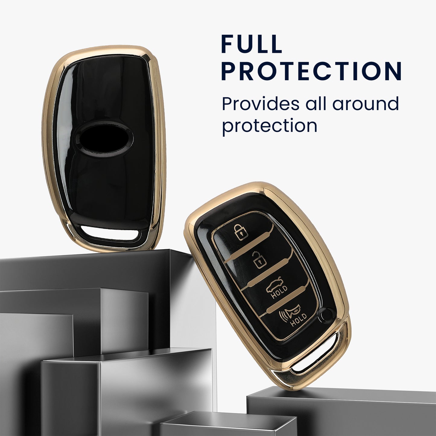 kwmobile Car Key Cover Compatible with Hyundai 4-Button Sonata Tucson Ioniq - Silicone Protective Cover