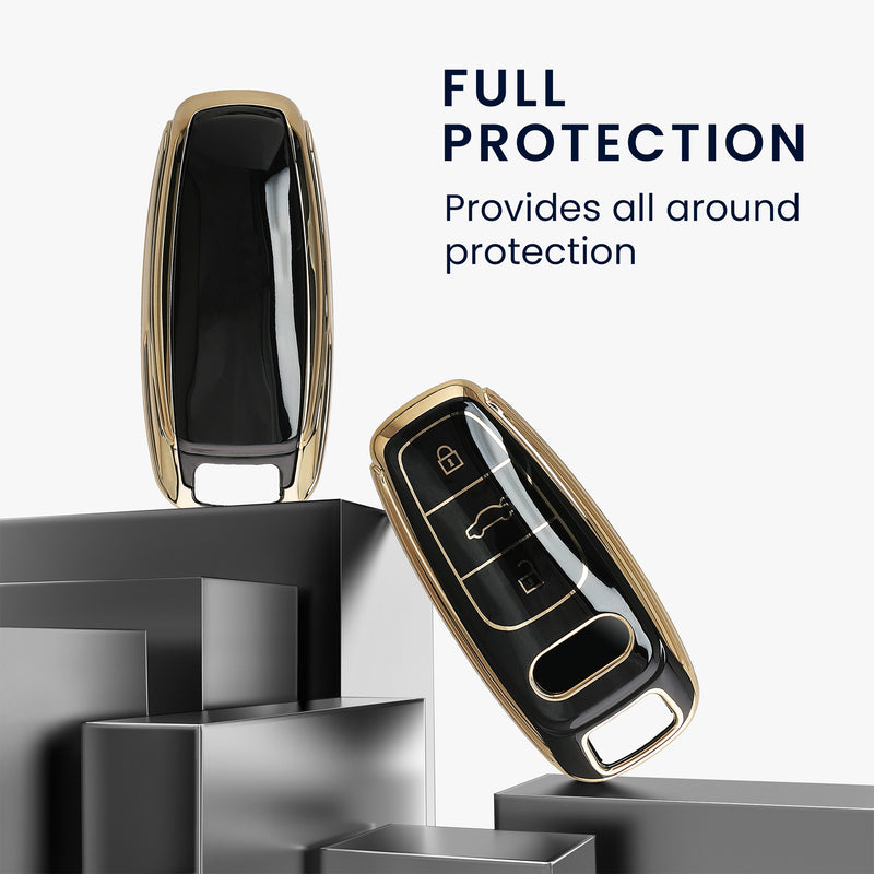 kwmobile Car Key Cover Compatible with Audi A6 A7 A8 Q7 Q8 E-Tron 3-Button Car Key Keyless